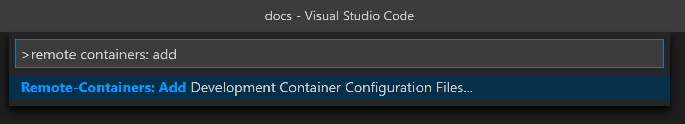 Screenshot of adding a remote container